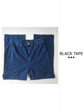 Black Tape Women's High Rise Wide Leg Jeans Dark Wash Size 18